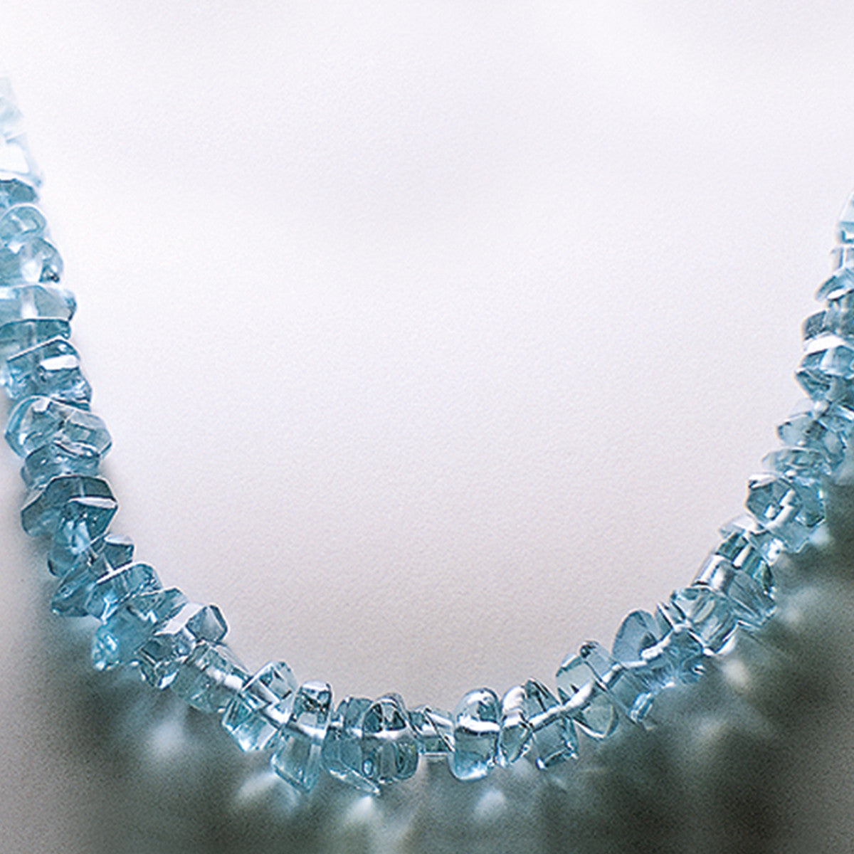 Crystal healing Aquamarine necklace known for heightening your awareness of truth
