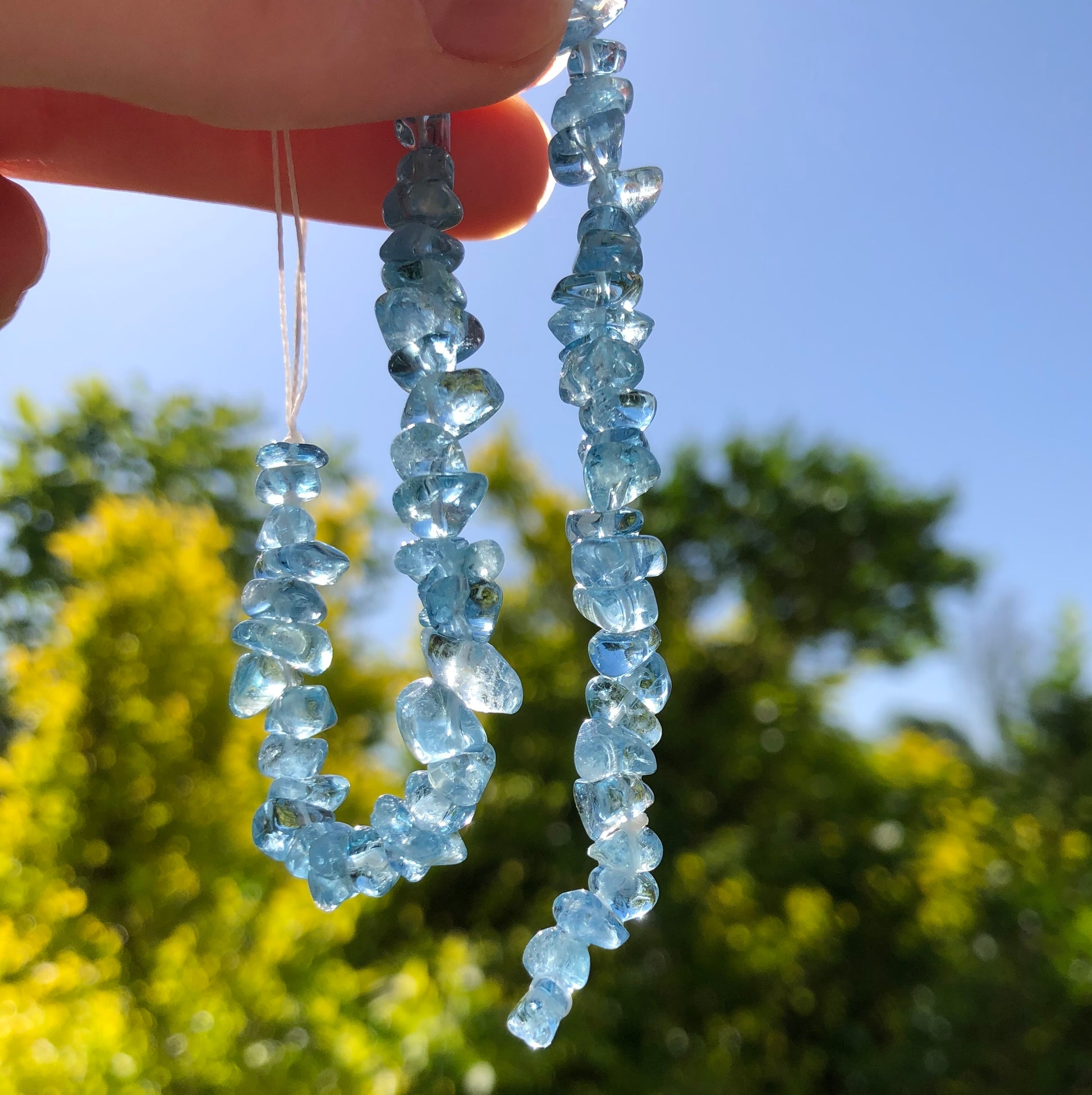 Crystal healing Aquamarine Strand known for slowing or reversing the effects of aging