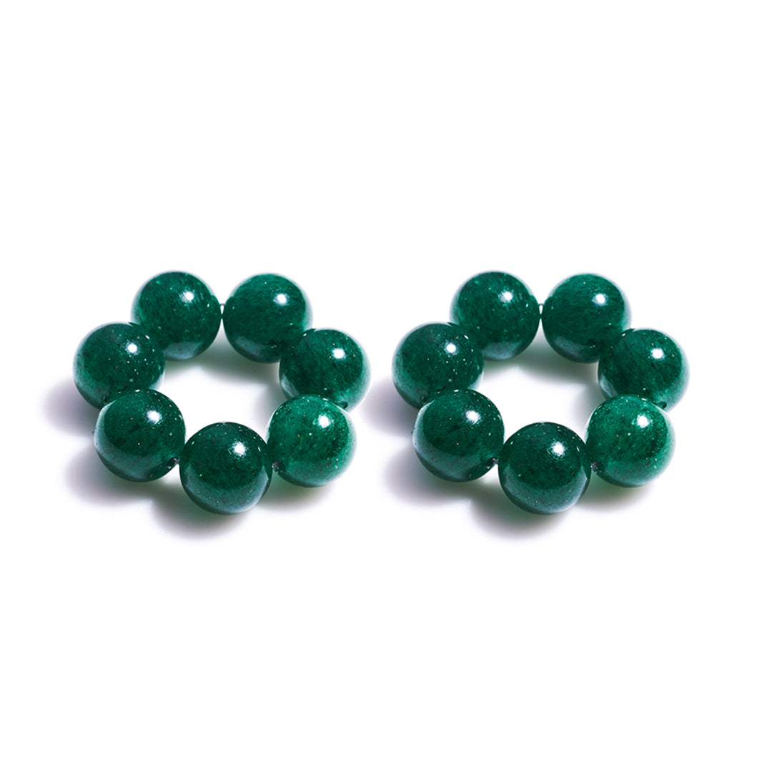 Two Dark Green Aventurine Gem Energy Rings known for strengthening and purifying the organs 