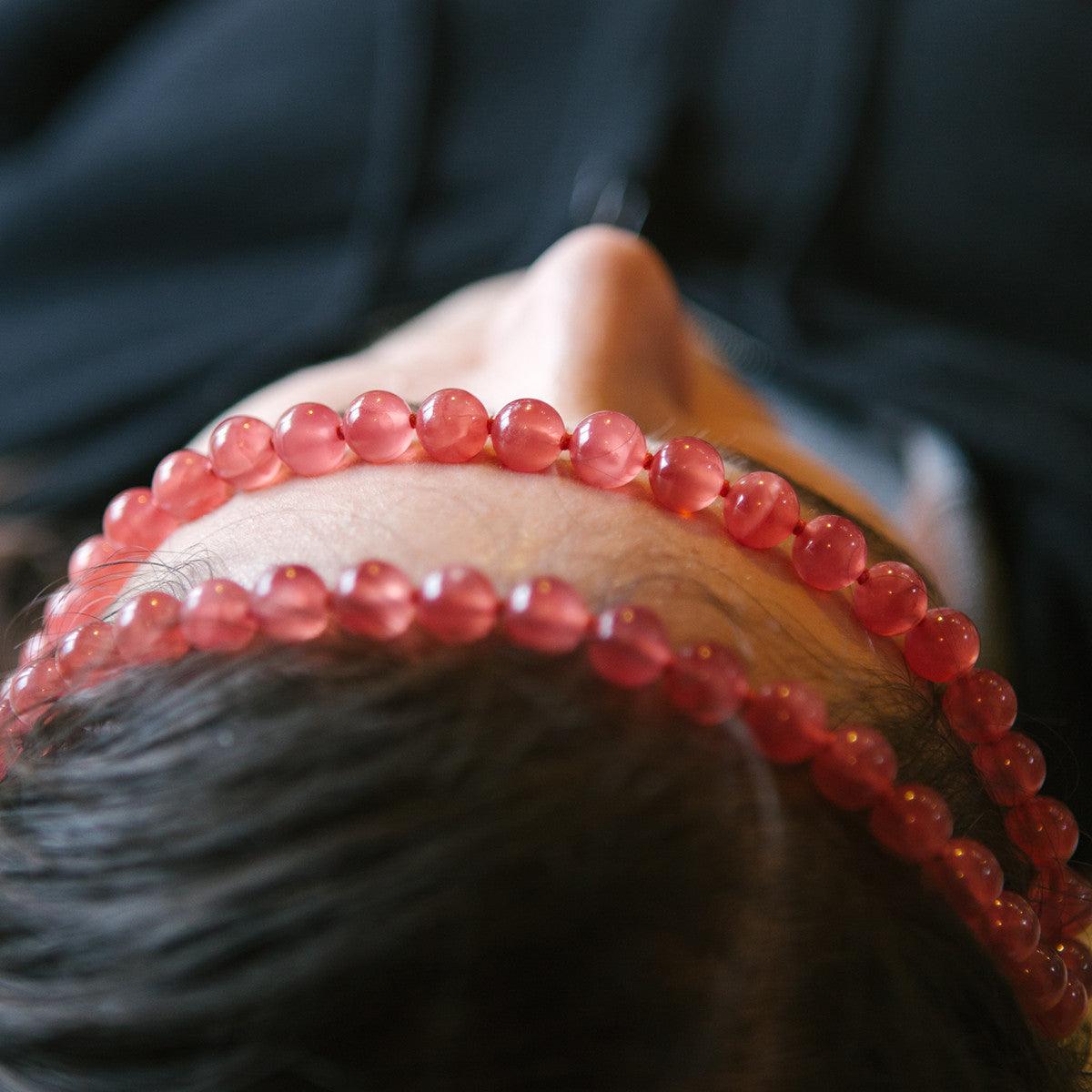 Crystal healing Rhodochrosite necklace known for helping you break free from unhealthy patterns and habits