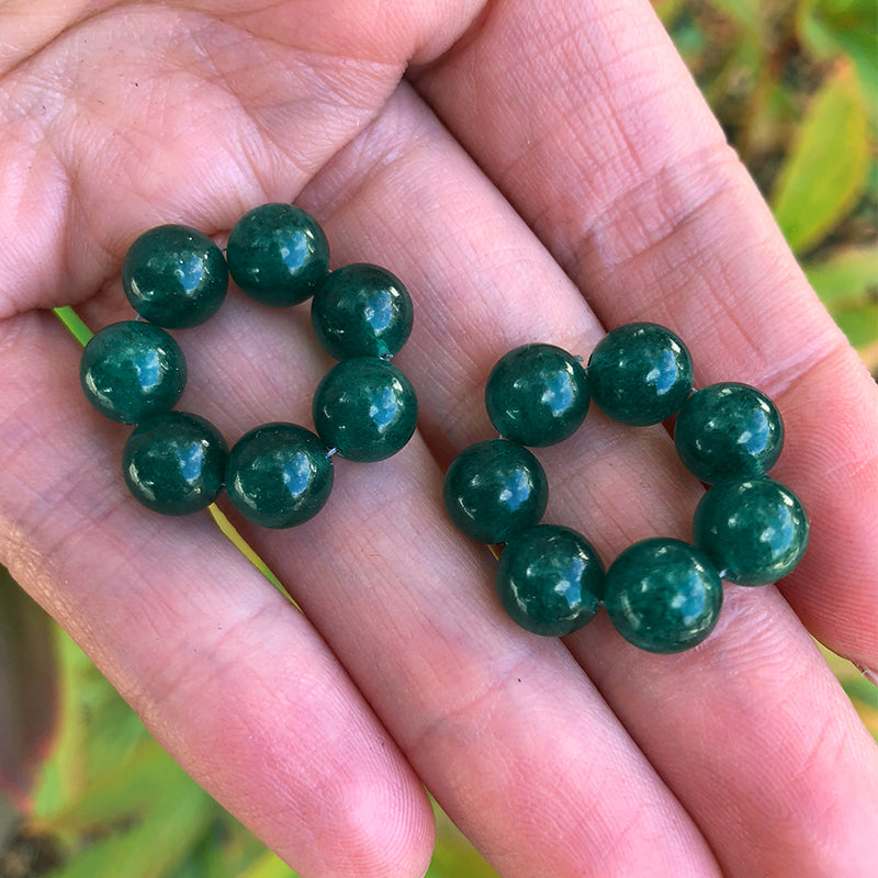 Twp Crystal healing Dark Green Aventurine rings known for strengthening and purifying organs