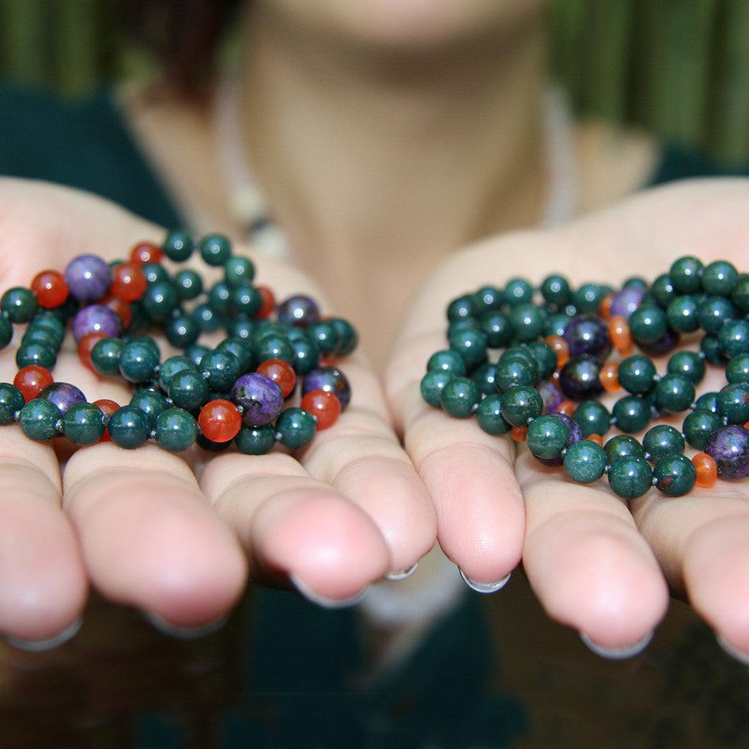 Blood Tonic necklace with Sugilite, Carnelian, Bloodstone therapeutic gemstones - Gemisphere