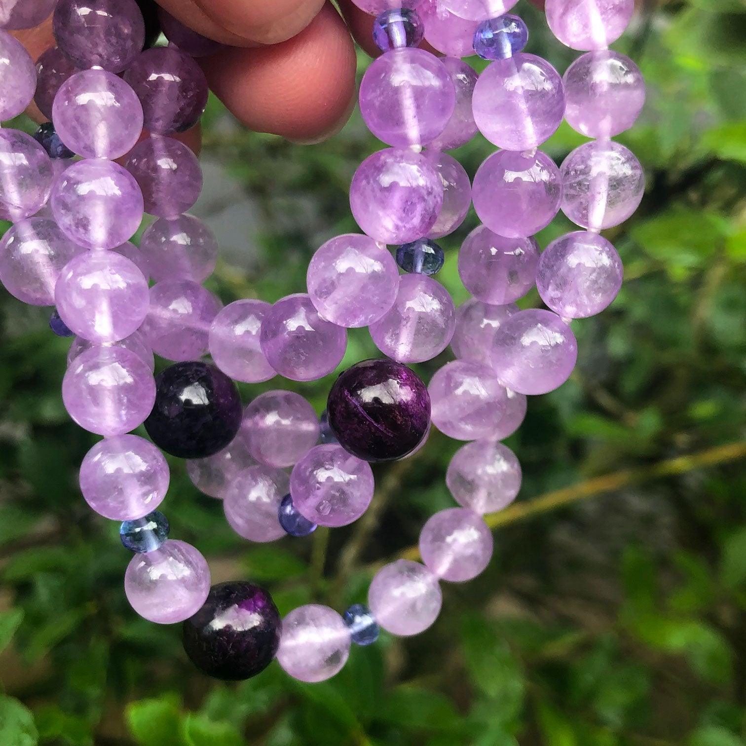 Close up of a crystal healing Master Healer necklace known for elevateing your healing capacity