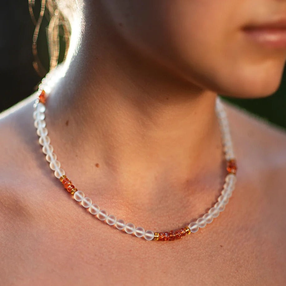 Crystal healing Golden Sun Necklace known for experiencing Sunstone's healing benefits 