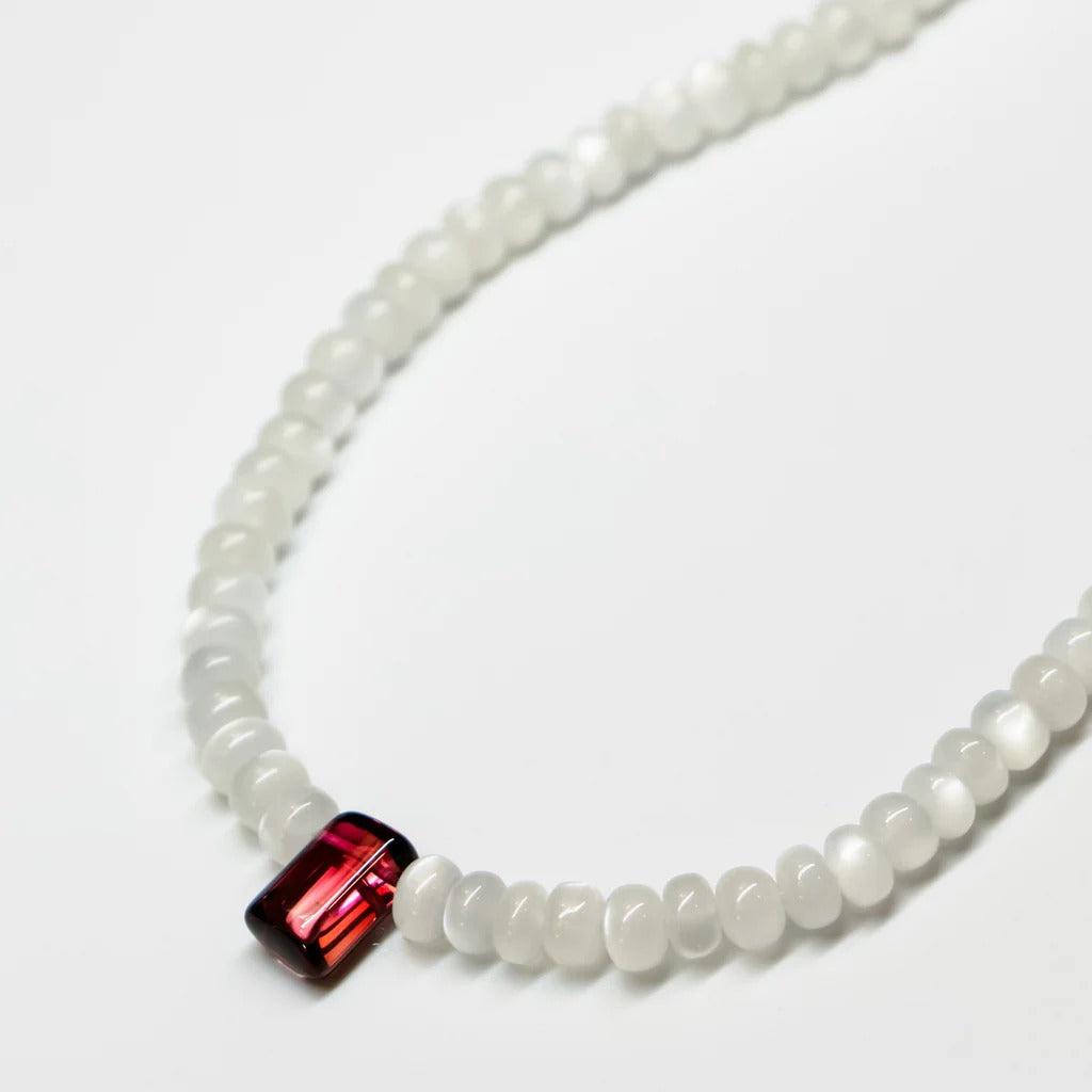 Crystal healing Yin Moon necklace known for slowing the aging process