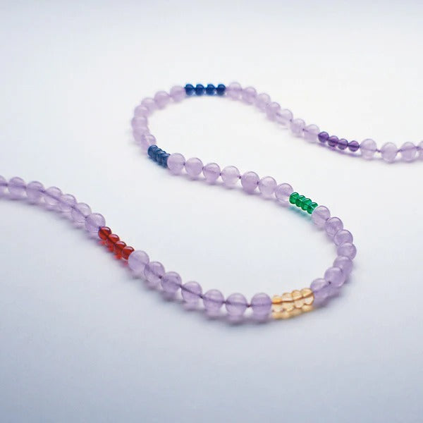 Crystal healing Lavender Rainbow gemstone necklace known for aligning and supporting your chakras