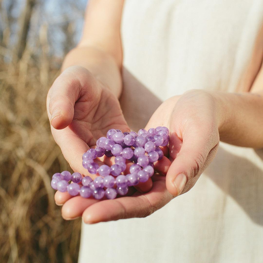 Crystal healing Lavender necklace known for helping align body, mind and spirit