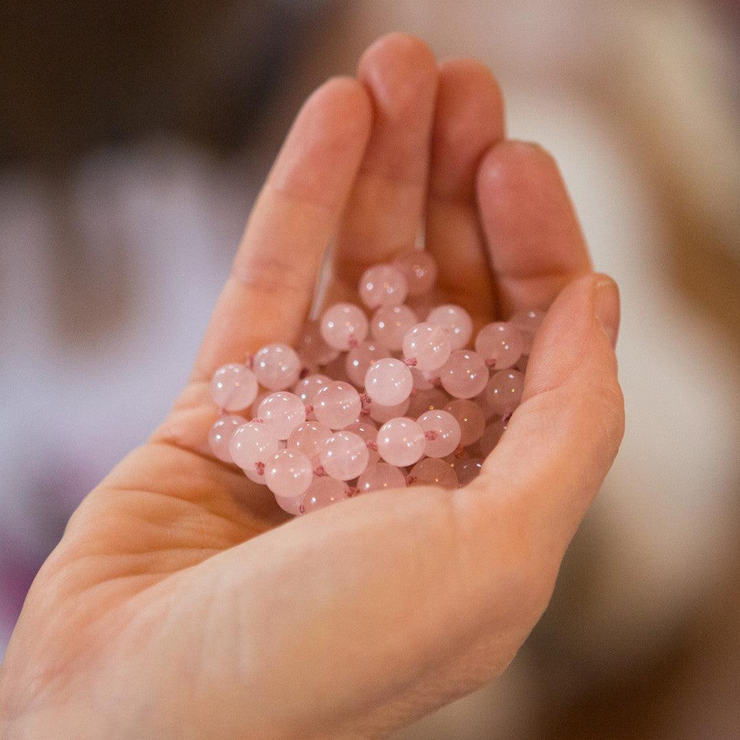 Crystal healing Rose Quartz necklace known for purifying your emotions and healing the heart