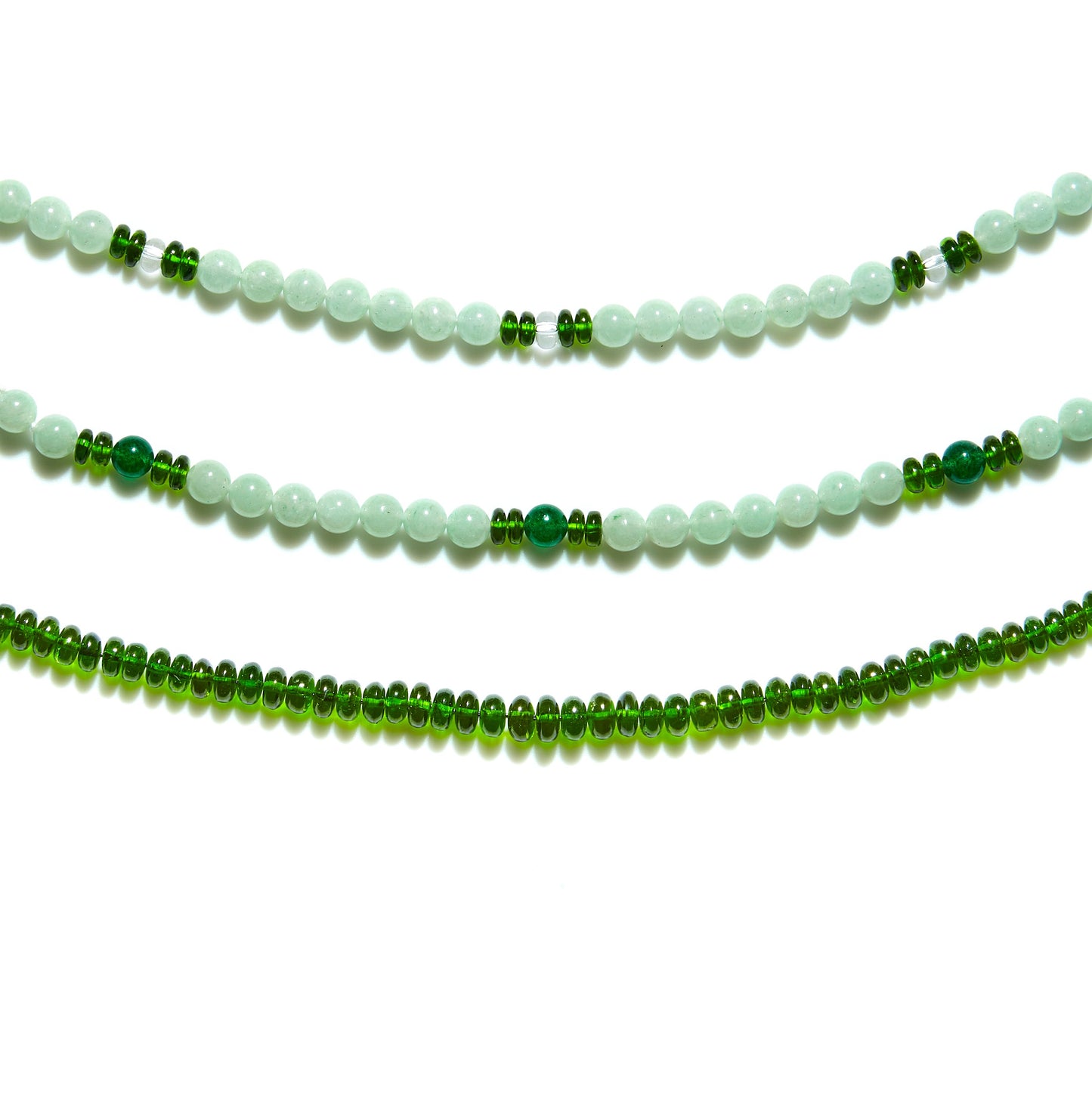 Three separate Chrome Diopside necklaces, known for awakening your healing wisdom and power