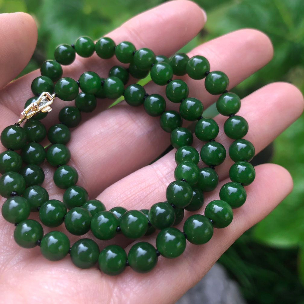Amazing Mixed Green Jade Bead Necklace