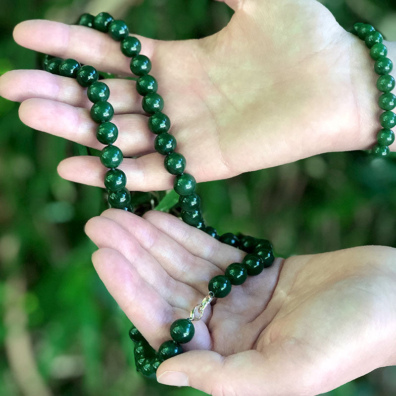 Crystal healing Jade necklace and bracelet known for increasing physical strength and promoting longevity