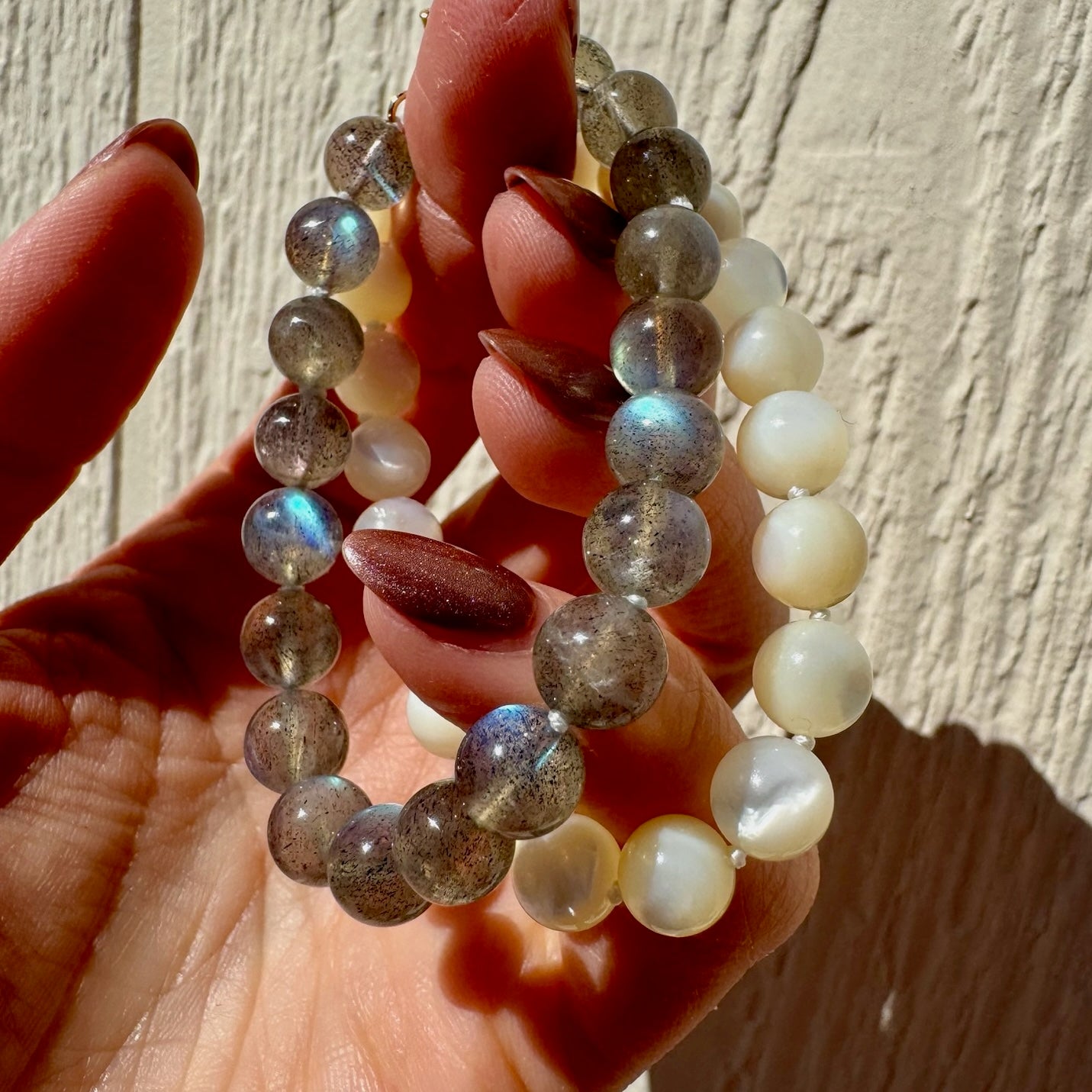 Labradorite and Mother of Pearl Bracelets