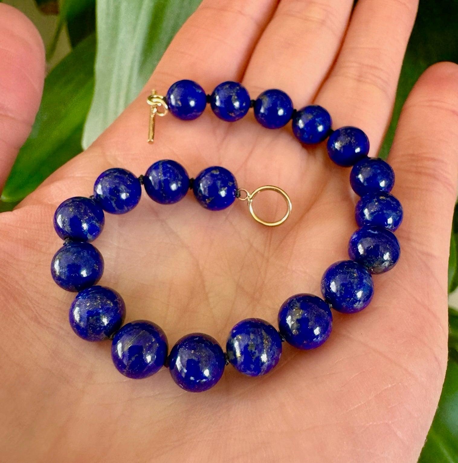 Blue Lapis Lazuli & Sodalite Gemstones Beaded Bracelet, Cool Unique Jewelry selling Gift, Hypoallergenic SS 935 Artsy Spiral Wire Links, Made in USA