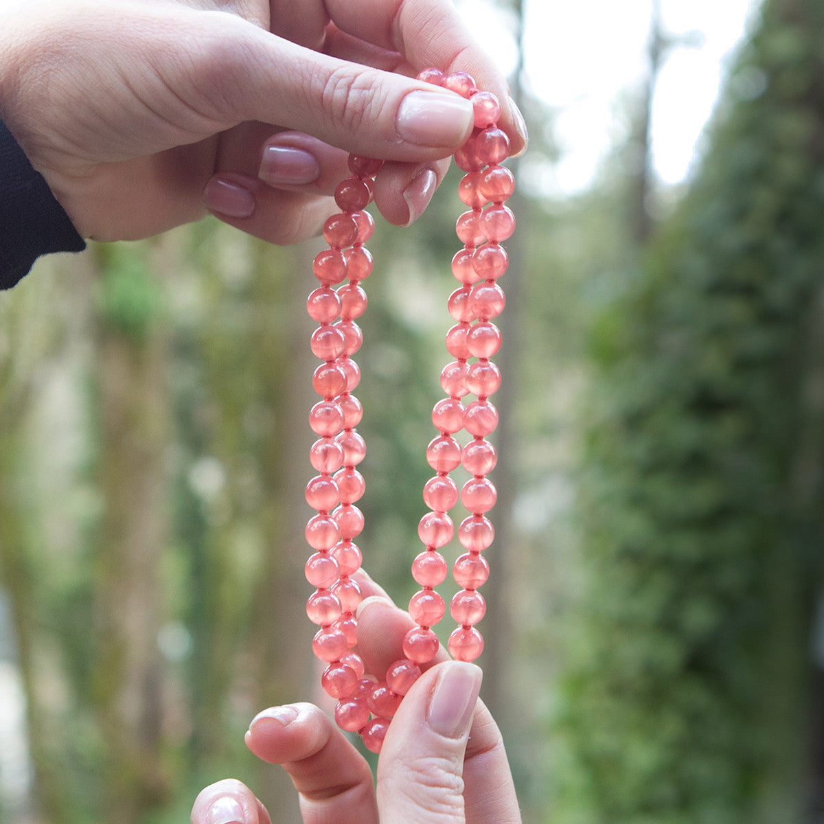 Crystal healing Rhodochrosite necklace known for helping you break free from unhealthy patterns and habits