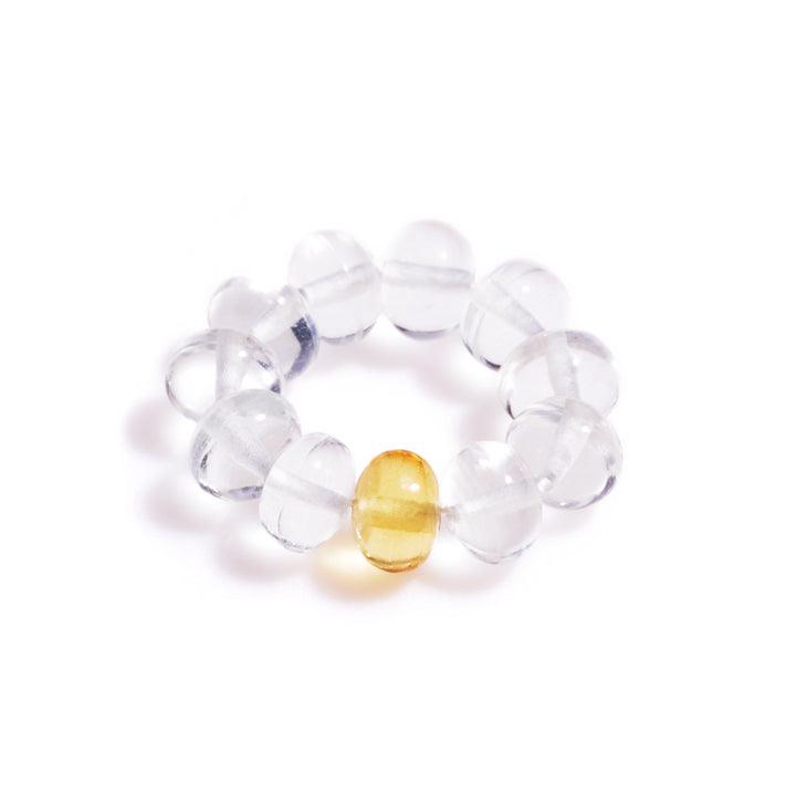 Golden and White Beryl Gem Energy Rings