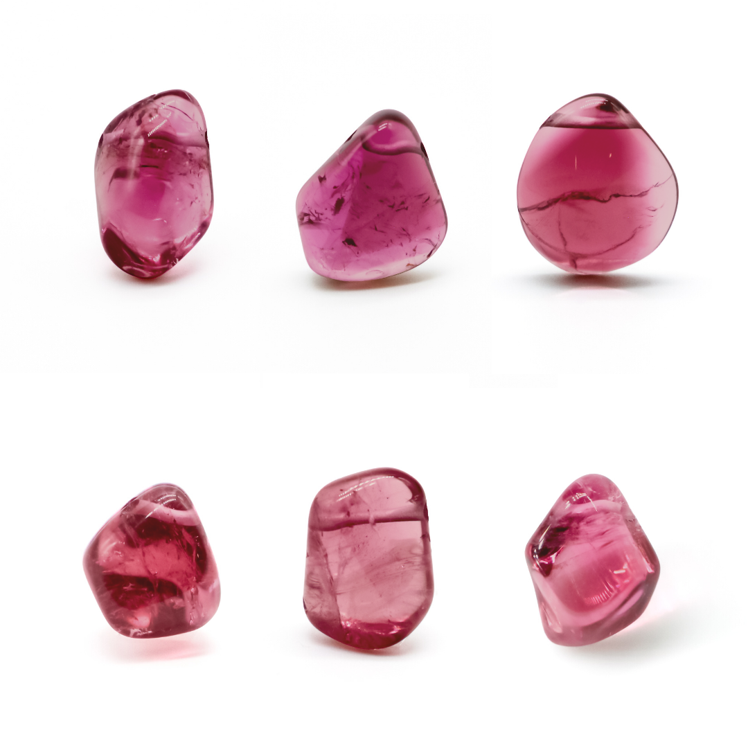Six Pink Tourmaline Gemstone Nuggets
